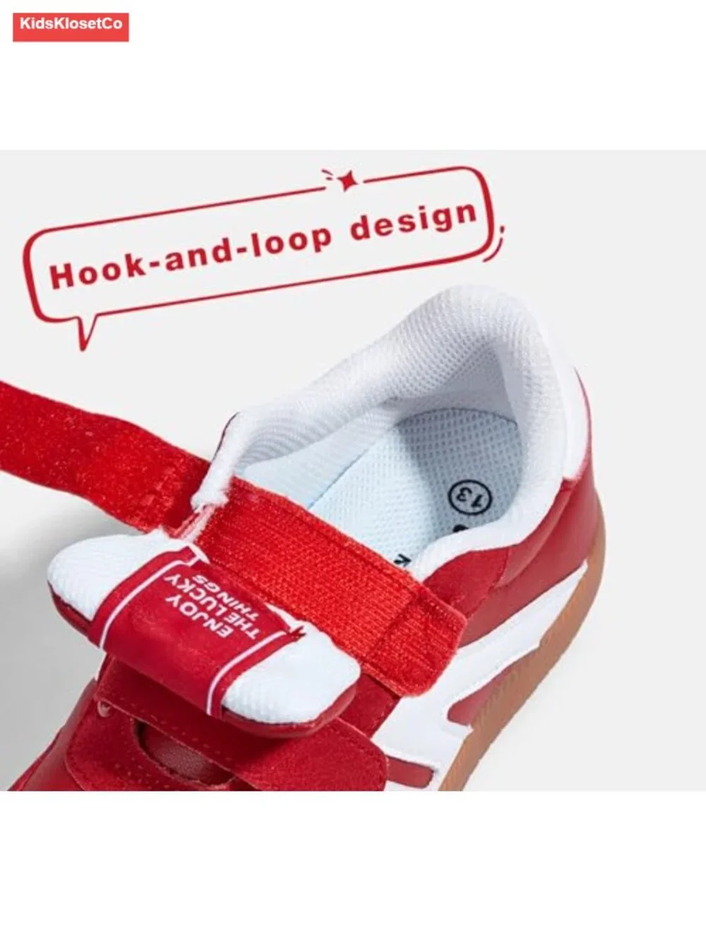 Kids Classic Retro Gum Sole Fashion Sneakers with Hook and Loop Closure